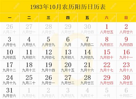 1983年是什么年|1983年日历表,1983年农历表（阴历阳历节日对照表）